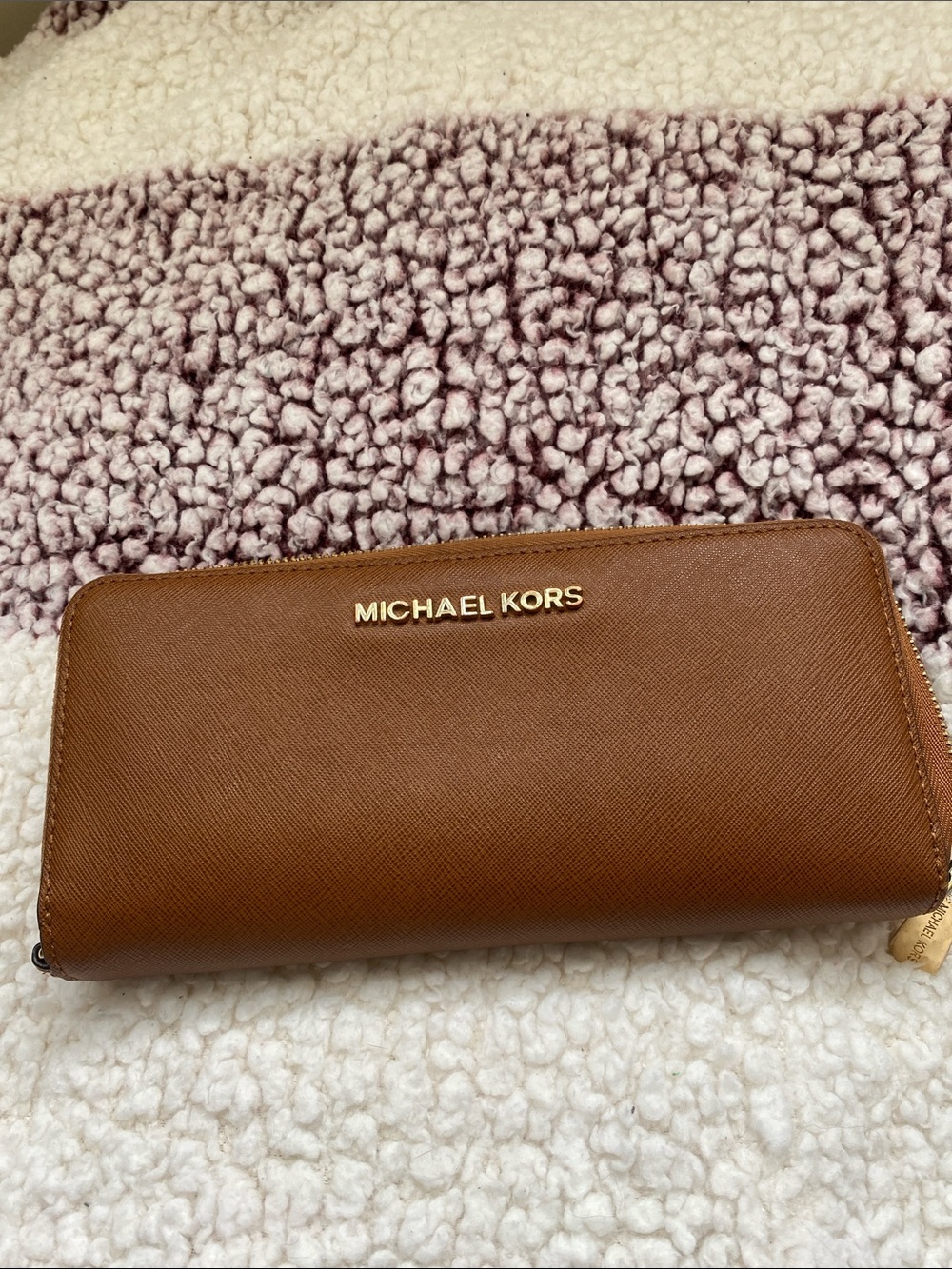 Michael Kors Chestnut Brown Saffiano Zip Wallet